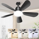 LC-dolida 23.8'' Socket Fan Lights with Remote Control, 3-Color Dimmable LED, 4 Speeds, E26/E27 Bulb Compatible, 2000 Lumens, Ceiling Fans with Lights for Bedroom, Dining Room, Home, Black