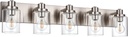 5 Light Brushed Nickel Vanity Lights Bathroom Lighting Fixtures Over Mirror, Modern Bathroom Lights with Clear Glass Shade, Farmhouse Vanity Wall Sconces Lighting for Bedroom Living Room