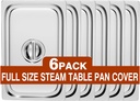 WantJoin Steam Table Hotel Pan Lids - 6 Pack 1/1 1/2 1/3 Full Half Third Size Notched Slotted Cover with Handle for Stainless Steel Metal Tray Set Food Storage Container Commercial Restaurant Warmer