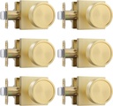 Goldenwarm Gold Closet Door Knobs Interior, Bruhsed Gold Passage Interior Door Knobs, Heavy Duty Zinc Alloy Indoor Brushed Brass Door Levers for Closet, Hall, 6 Pack