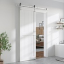 SmartStandard 28 x 84 inch White Slidng MDF Barn Door with 5FT Brushed Nickel Sliding Door Hardware Kit & Handle, Pre-Drilled Ready to Assemble, Waterproof PVC Coating, H-Frame