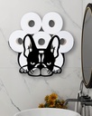 Bulldog Toilet Paper Holder Rack, Animal Decorative Toilet Paper Storage for Extra 8 Rolls, Bathroom Wal Mounted Toilet Paper Organizer Metal Wall Decor Sculpture