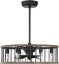 Savoy House 26-9472-FD-133 Kona Industrial Farmhouse 26" Drum Chandelier Ceiling Fan Fandelier with LED Light and Remote, 6-Light 36 Total Watts, Sapele