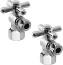Westbrass D103BX-2-26 1/4-Turn Cross Handle Angle Stop Shut Off Valve, 1/2" IPS x 3/8" OD, Polished Chrome (2-Pack)