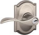 Schlage F51-ACC-CAM Accent Single Cylinder Keyed Entry Door Lever Set with Decor, Satin Nickel