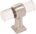 Hickory Hardware Crystal Palace Collection T-Knob 1-3/4 Inch x 11/16 Inch Crysacrylic with Polished Nickel Finish (10 Pack)