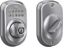 Schlage BE365 PLY 626 Plymouth Keypad Deadbolt, Electronic Keyless Entry Lock, Satin Chrome