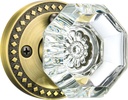 Glass Door Knobs with Lock, Antique Brass Crystal Door Knobs Interior for Privacy Use, Octagon Vintage Crystal Doorknob Set for Bathroom & Bedroom, 3 Pack