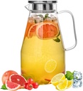 Glass Pitcher with Lid,1 Gallon Glass Water Pitcher Hot/Cold Water Jug, Juice and Iced Tea Beverage Carafe with Lid (Extra-Wide Mouth)
