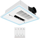 Bathroom Exhaust Fan with Light and Heater, 13.8 inch Panel Bathroom Ventilation Fan with 1800W Heating Power, 190 CFM 1.0 Sone Ultra Quiet 12W 6000K LED Light Remote Control for Home Bath Hotel