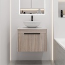 SSLine 24" Wall Mount Vanity with Marble Top & Ceramic Vessel Sink - White Oak Wooden Bathroom Vanity for Small Spaces
