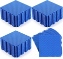 Huwena 50 Pcs Modular Interlocking Cushion Floor Tiles 10 x 10 Inch Non Slip Pool Floor Mat Blue Interlocking Rubber Draining Flooring Tiles with Hole for Drain Deck Patio Balcony Shower Kitchen