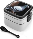 Pigeon Bento Box Adult Lunch Box All-in-One Lunch Containers with Removable Compartments Double Layer Bento Lunch Box with Spoon And Handle Stackable Lunchbox