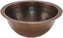 Premier Copper Products LR14FDB Small Round Under Counter Hammered Copper Sink, Oil Rubbed Bronze
