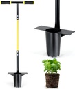 Jardineer Bulb Planter Tool Long Handle, Heavy Duty Stainless Steel Garden Transplanter with Ergonomic Handle, Ideal for Planting Bulbs, Seedlings, Flowers & Vegetables, Durable Gardening Hand Tool