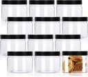 Lainrrew 12 Pcs 8oz Plastic Jars with Lids, Clear Plastic Slime Containers Round Storage mason Jars Container Wide Mouth Storage Jars for Spice, Cookie, Candy