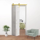 24in x 84in White Bi-fold Sliding Single Barn Door with Gold Hardware Included,52" Track Kit for 2 Doors,Solid MDF Door with Water-Proof PVC Surface,Assembly Required