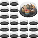 Nuanchu 24 Pieces 8 Inch Disposable Cake Containers with Lids Plastic Serving Tray Clear Platters with Clear Lids Round Disposable Cake Holder for Storing Party Takeout Food Catering Display