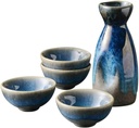 Wine Glass Pottery Hot Saki Drink Kit 6 Piece Sake Wine Set Tie Dye Color Ceramic Sake Set Sake Cup Set Ceramic Sake Cups