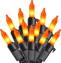 woohaha Outdoor Halloween Lights(23 Feet,100 Count)-Incandescent Orange Christmas Lights with Black Wire,Mini Orange String Lights Connectable for Patio,Garden,Tree,Party, Halloween Decoration
