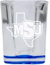 R and R Imports Midwestern State University Mustangs 2 Ounce Engraved Shot Glass Square Blue Base Officially Licensed Collegiate Product 2-Pack