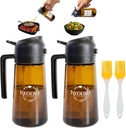 16oz/470 ml Olive Oil Spray Bottle (Set of 2), Premium BPA-Free 2 in 1 Kitchen Gadget with Stickers and Silicon Brushes, Oil Sprayer for Cooking, BBQ, Air Fryer, Salad