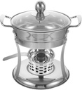 Hemoton Stainless Steel Hotpot with Stove - 9.05 Inch Mini Hot Boiler for Home Use Perfect for Personal Meals and Gatherings