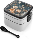 Bento Lunch Box for Women Lunch Containers for Adults Floral Background Pattern Double Layered Lunchbox Large Capacity Bento Box with Cutlery for Work Picnic Camping Travel, style