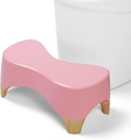 Toilet Stool,7" Squatting Poop Stool- 550 lbs Weight Capacity, Toilet Potty Stool for Adults and Kids with Non-Slip mat (Pink/Bamboo Color)