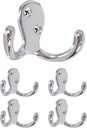 Double Robe Hook 5 Pack Chrome with Screws Wall Mounted Towel Scarf