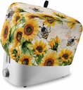Sunflower Toaster Cover 4 Slice, Pink Rose Bee Vintage Country Style Bread Maker Cover Toaster Dust Cover with Pockets, Dust-Proof Cover for Kitchen Small Appliance Bread Machine Cover 12x11x8in
