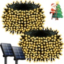 2 Pack 200LED Solar Christmas Lights Outdoor, 72FT Solar String Lights with 8 Lighting Modes, IP65 Waterproof Solar Lights Outdoor for Xmas Garden Party Tree Decor, Warm White