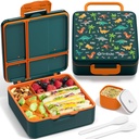 Fimibuke Bento Lunch Box for Kids, Leak Proof Toddler Bento Box with 4 Compartments BPA Free Dishwasher Safe Lunch Container with Utensils, Ideal Portion Sizes for Ages 3-12 Girls Boys for School