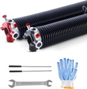 VEVOR Garage Door Torsion Springs, Pair of 0.225 x 2 x 27 in, 16000 Cycles, Electrophoresis Black Coated for Replacement, Garage Door Springs with Non-Slip Winding Bars, Gloves and Mounting Wrench