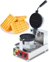 Waffle Maker Single Rotary Waffle Making Machine Non-Stick Electric Baker with Timer Adjustable Temperature Removable anti-skid handle 110V for Fast Food Shops Food Trucks School Cafeterias