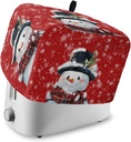 Christmas 4 Slice Toaster Cover, Snowman Bread Machine Cover with Snowflakes Red Texture Kitchen Appliance Dust Cover with Top Handle Fingerprint Protection Lightweight Kitchen Toaster Cover
