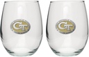 Heritage Pewter Georgia Tech Stemless Glass Goblets – Set of 2 | 15 OZ Goblet Wine Glasses | Expertly Crafted Pewter Glass
