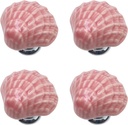 Geesatis 4 PCS Seashell Decorative Pull Knobs Cabinet Vintage Ceramic Knobs for Home Decoration Pull Handles, 1.3 inch, Pink