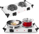 Electric Hot Plate, 2000W Countertop Double Burner with Adjustable Temperature & Handles, Stainless Steel Coil Electric Stove for Cooking Cooktop for Home Kitchen Dorm RV Camp, White