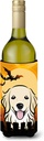 Caroline's Treasures BB1763LITERK Halloween Golden Retriever Wine Bottle Hugger Bottle Cooler Sleeve Hugger Machine Washable Collapsible Insulator Beverage Insulated Holder