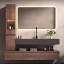 Bathroom Vanity - Floating Bathroom Vanity with Sink Includes Ample Storage Space & Wood Color Simple Design | Smart Mirror,Rock Slab Integrated Basin(56IN)