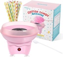 Cotton Candy Machine, Mini Cotton Candy Maker for Kids, Pink Vintage Candy Maker for Christmas Gift, Home, Birthday Family Party, Includes 25 Cotton Candy Sticks & Sugar Scoop