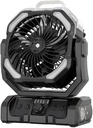 Oscillating Misting Fan Battery Powered- 20000mAh Rechargeable,Blow Cold Air, 3 Spray Modes, LED Lantern, Portable Outdoor Fan for Pet Patio, BBQ, Travel, Gym Black