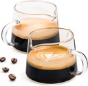 Espresso Cups, 2Pcs Coffee Bar Accessories, Espresso Shot Glass with Double Spouts, 4 Oz Small Coffee Cups with Handle, Cute Clear Coffee Mugs for Coffee Bar, Offices