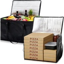 Maxcheck 2 Pcs Insulated Bags for Food Delivery XXXL Large Capacity Hot Grocery Tote Bag Reusable Warming Pizza Catering Carrier for Commercial Travel Lunch Shopping Gifts (Black)