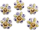 NOVICA Artisan Handmade Ceramic Cabinet Knobs Floral Yellow White Set of 6 India Metal Decor Accessories Decorative Hardware Painted Garden Party Bohemian [ 3.1in H x 2in W x 1.2in D Screw Length 1.6]