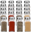 20 Pack Salt and Pepper Shakers Glass Set, 3.82 x 1.5 Inch Pepper Dispenser with Stainless Steel Lid for Salt, Pepper, Spices, Seasonings, Kitchen Restaurants and Catering Supplies