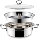 Stainless Steel Crab Seafood Steamer - 30/32/34cm Stock Pot with Tray and Lid Soup Pot for Tamales, Steaming, Boiling & Frying - Makes Seafood, Pasta, Veggies & More (32CM)