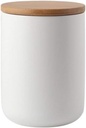 Ceramics Concise Storage Jar Coffee Containers Sugar Bowl with Airtight Bamboo Lid for Food Storage Tea Sugar Coffee Candy Cookie Containers (White 23.66oz/700ml)