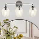 ANDY STAR Chrome Vanity Light, 3-Light Diamond-Shape Bathroom Light Fixture, Industrial Chrome Sconce, 25 Inch Modern Bath Light with Clear Glass for Bedroom/Living Room/Hallway